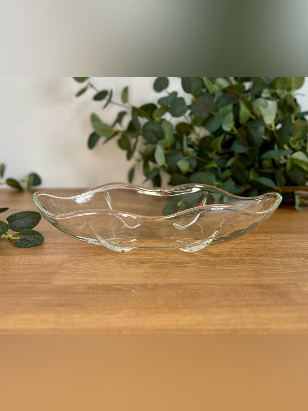 Set of 4 Anchor Hocking Early Swedish Modern Wave Edge Footed Glass Bowls